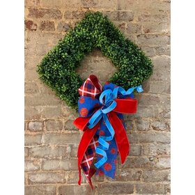 20 inch boxwood wreaths with Ole Miss ribbon
