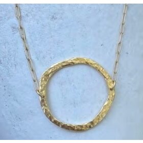 Hammered Gold Circle Necklace