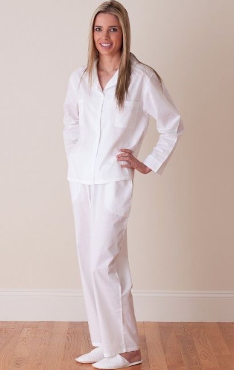 Christine White Pajamas with Edging Detail