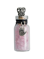 Gemstone Chip Bottle Necklace - Rose Quartz with Healing Hand