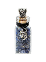 Gemstone Chip Bottle Necklace - Sodalite with Moon + Star