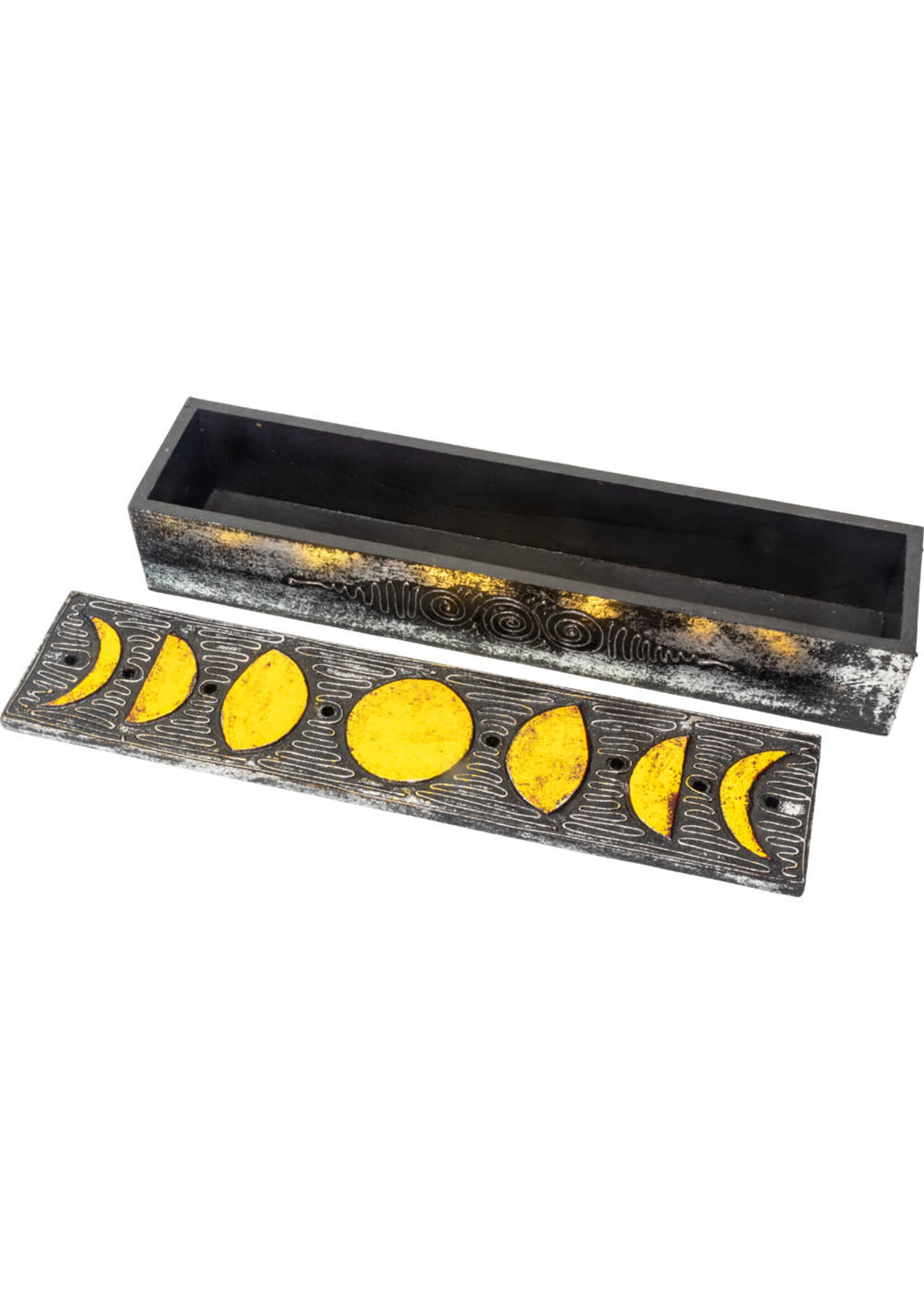 Wood Moon Phase Incense Storage Box