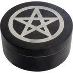 Soapstone Velvet Lined Box w/Silver Inlay, Pentacle