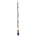 Pendulum Glass Tube w/Gemstone Chips, Faceted Amethyst