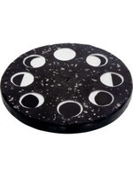 Round Incense Holder, Glass Mosaic, Moon Phases