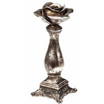 Silver Rose Taper Candle Holder