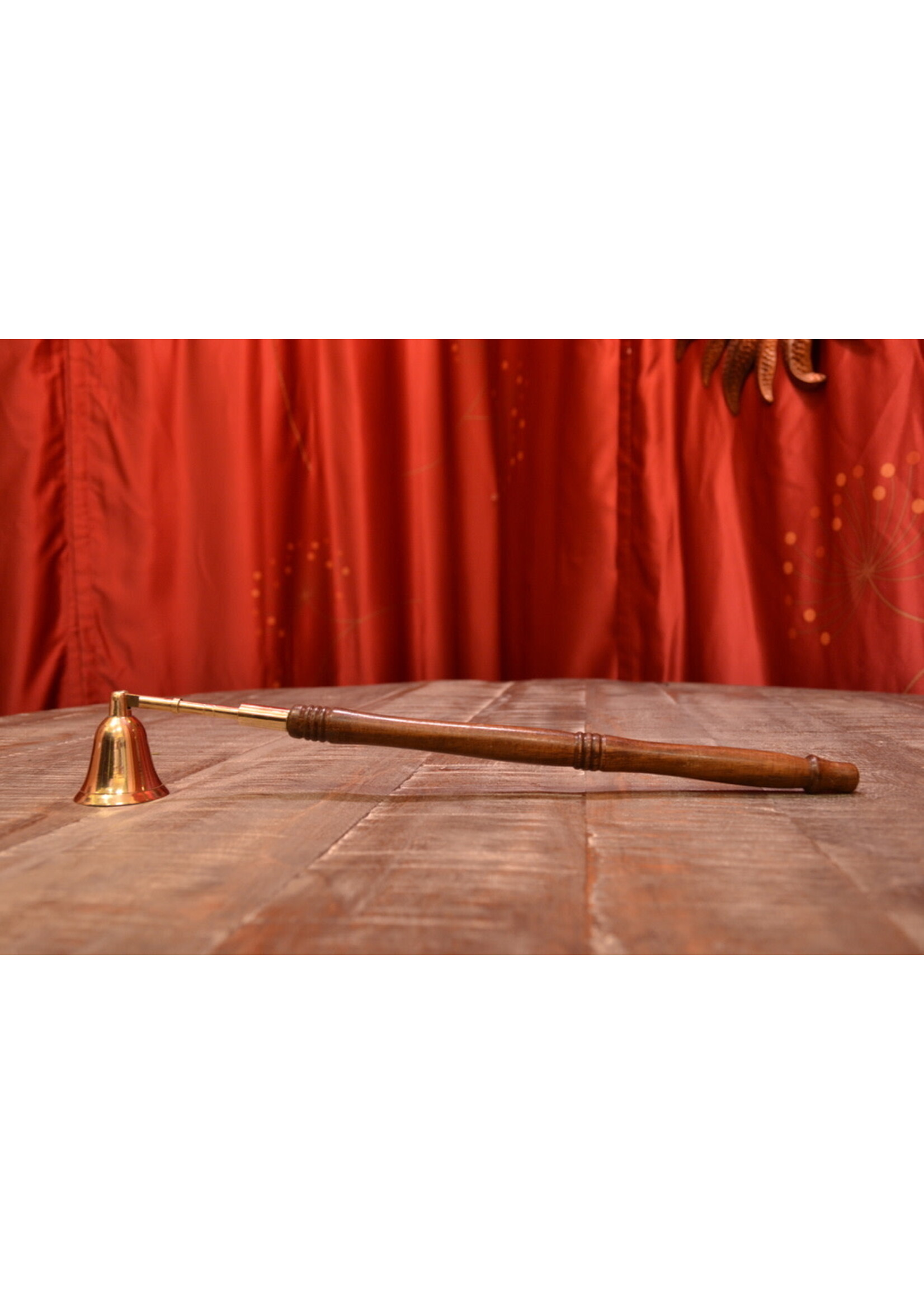 Candle Snuffer - Brass w/ Wooden Handle, 10"
