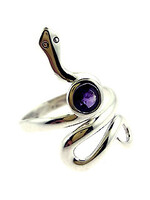 Sterling Silver Snake Ring with Amethyst