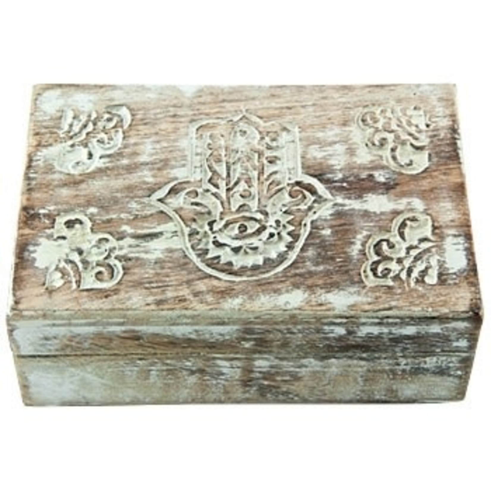 Hamsa Hand Carved Wooden Box
