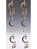 Moon Brass Wind Chime with beads, 24"