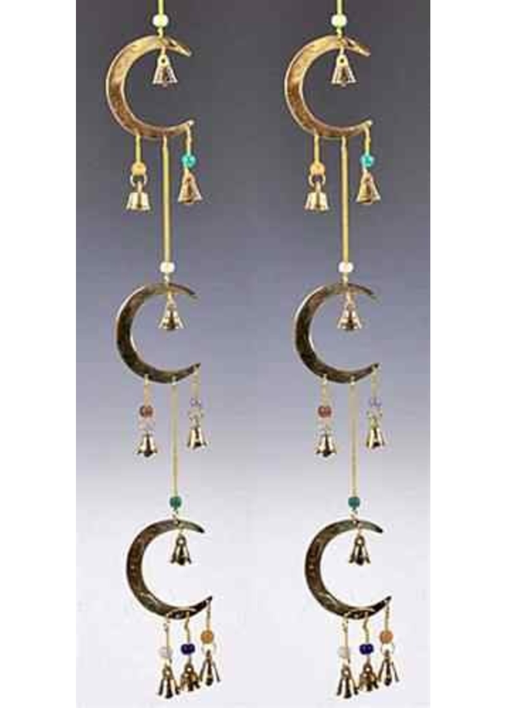 Moon Brass Wind Chime with beads, 24"
