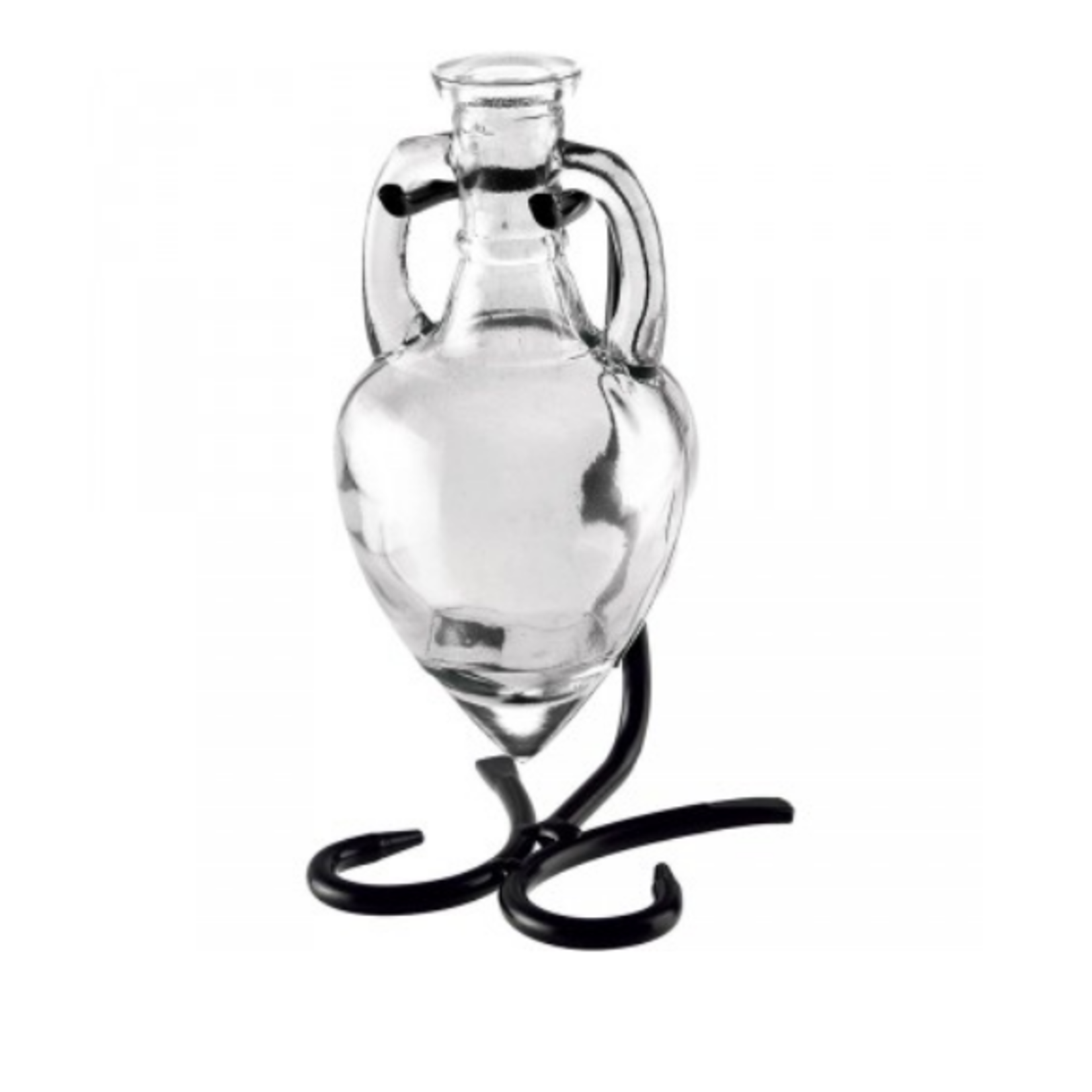 Clear Recycled Glass Amphora Bottle with Glass Sphere Stopper and Stand
