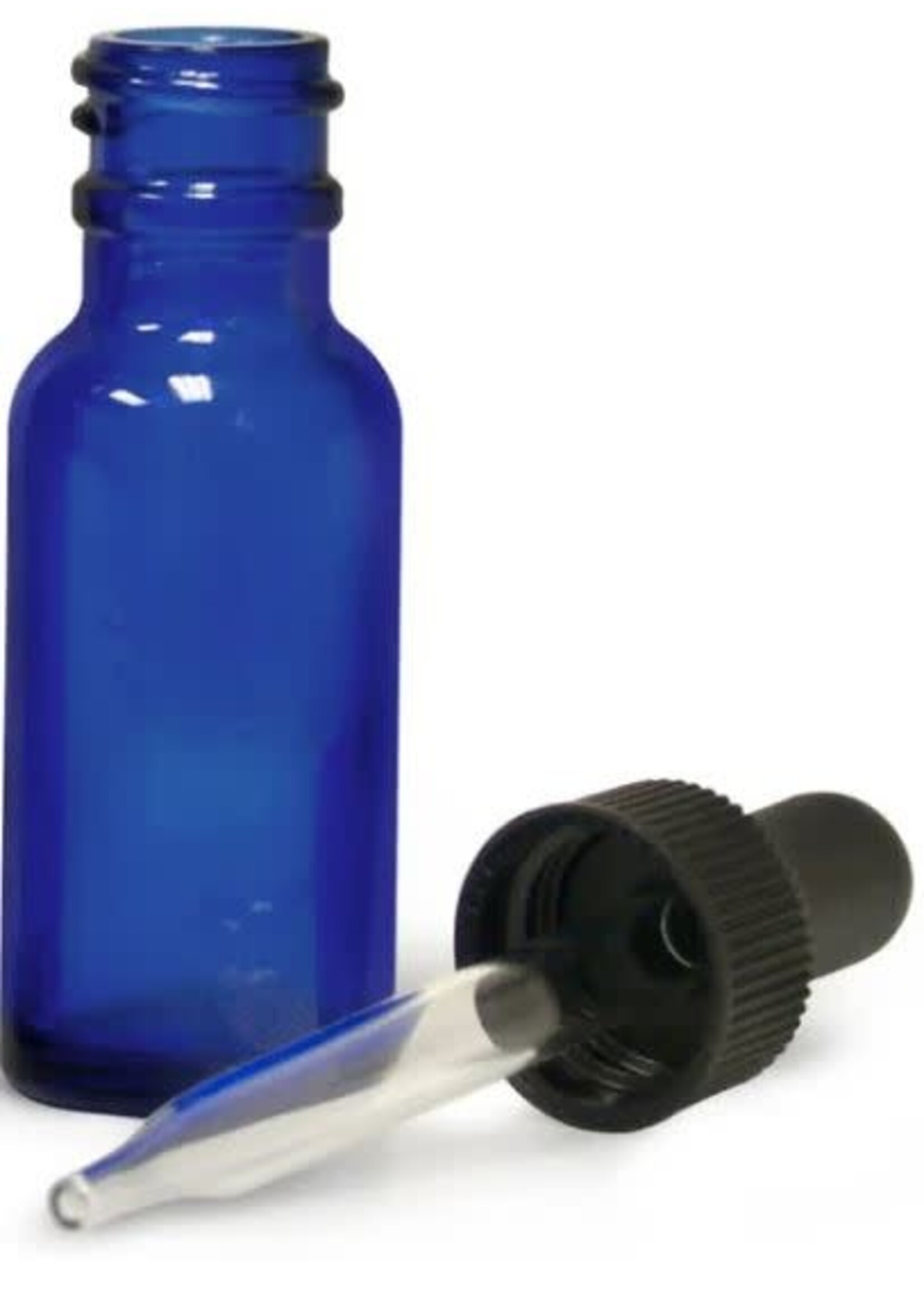 Cobalt Blue Glass Bottle with Dropper, 1/2oz