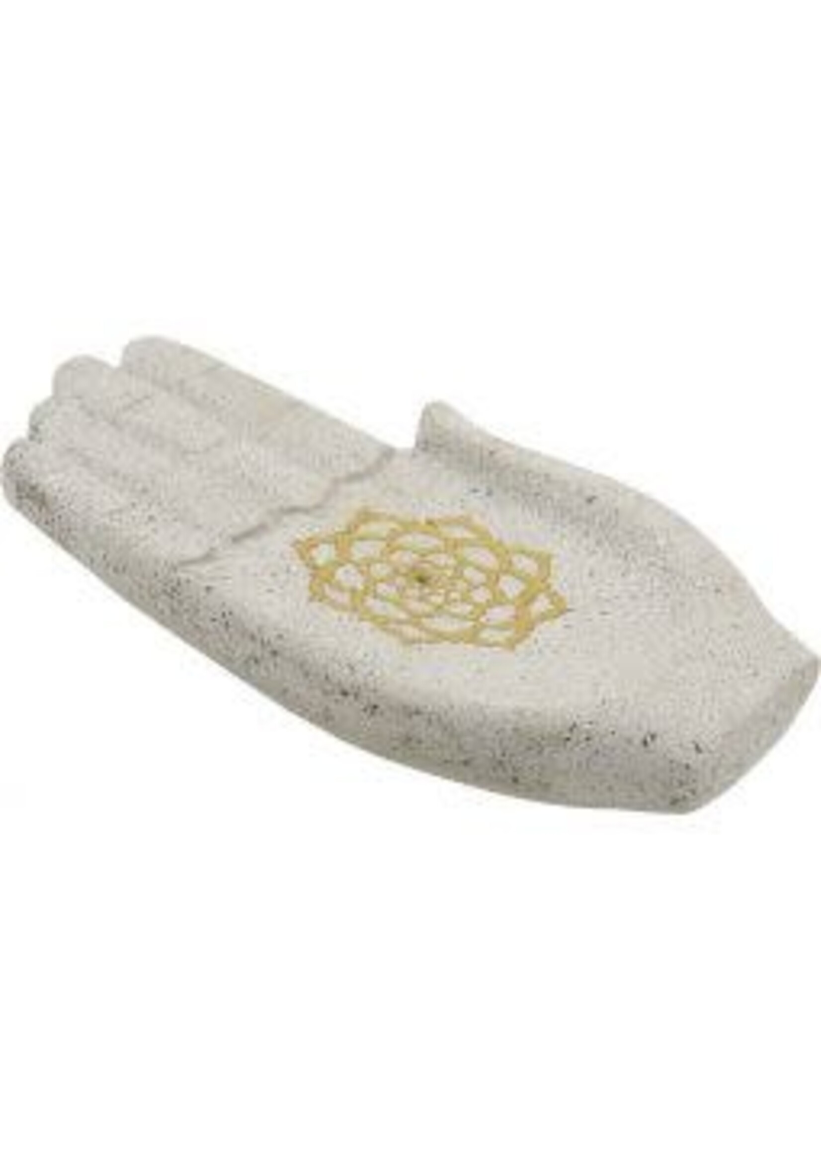 Recycled Resin Incense Holder - Hand w/Gold Lotus