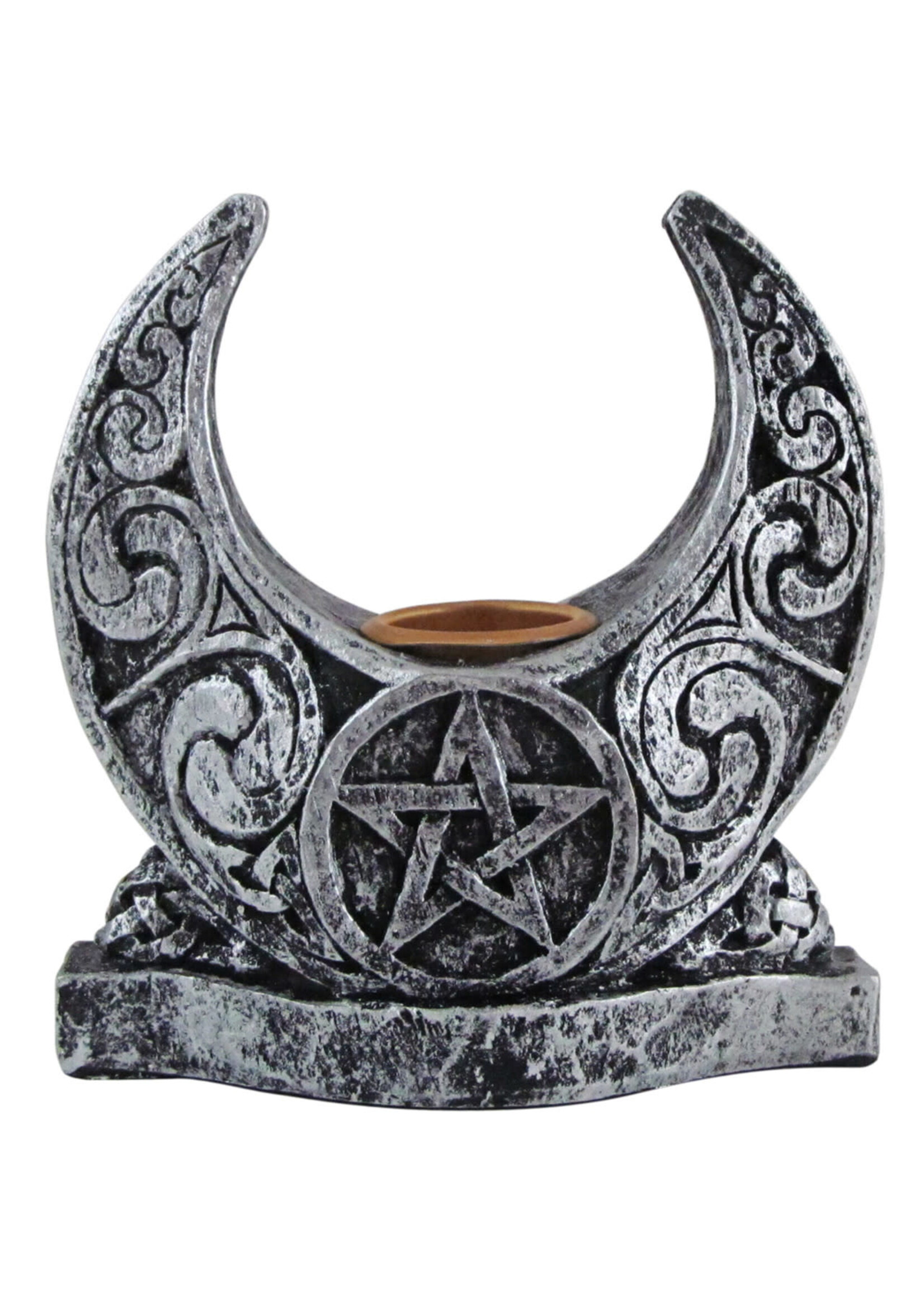 Moon Candle Holder, Silver Finish