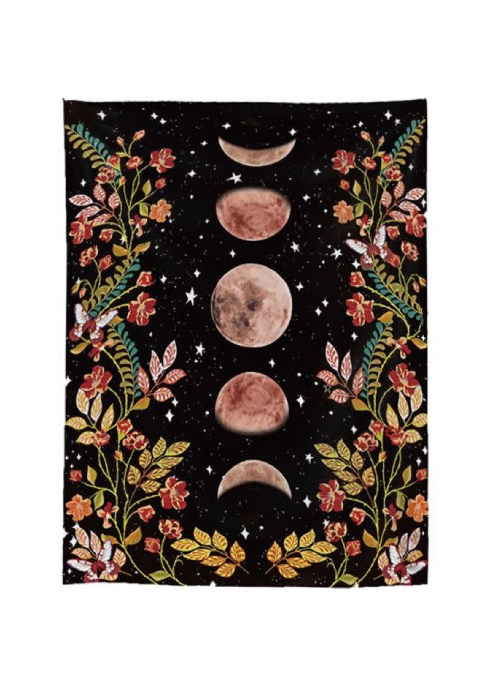 Polyester Tapestry - Flowers & Moon Phases