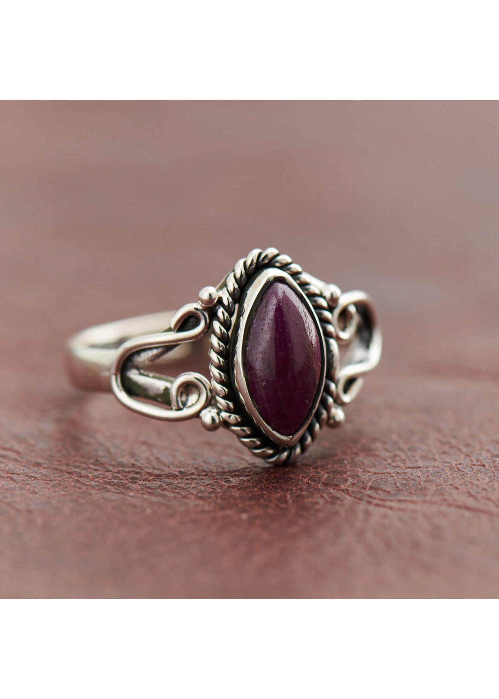 Sterling Silver Ruby Horseshoe Ring (6)