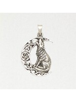 Wicca Pewter Pendant - Pentacle Wolf Moon