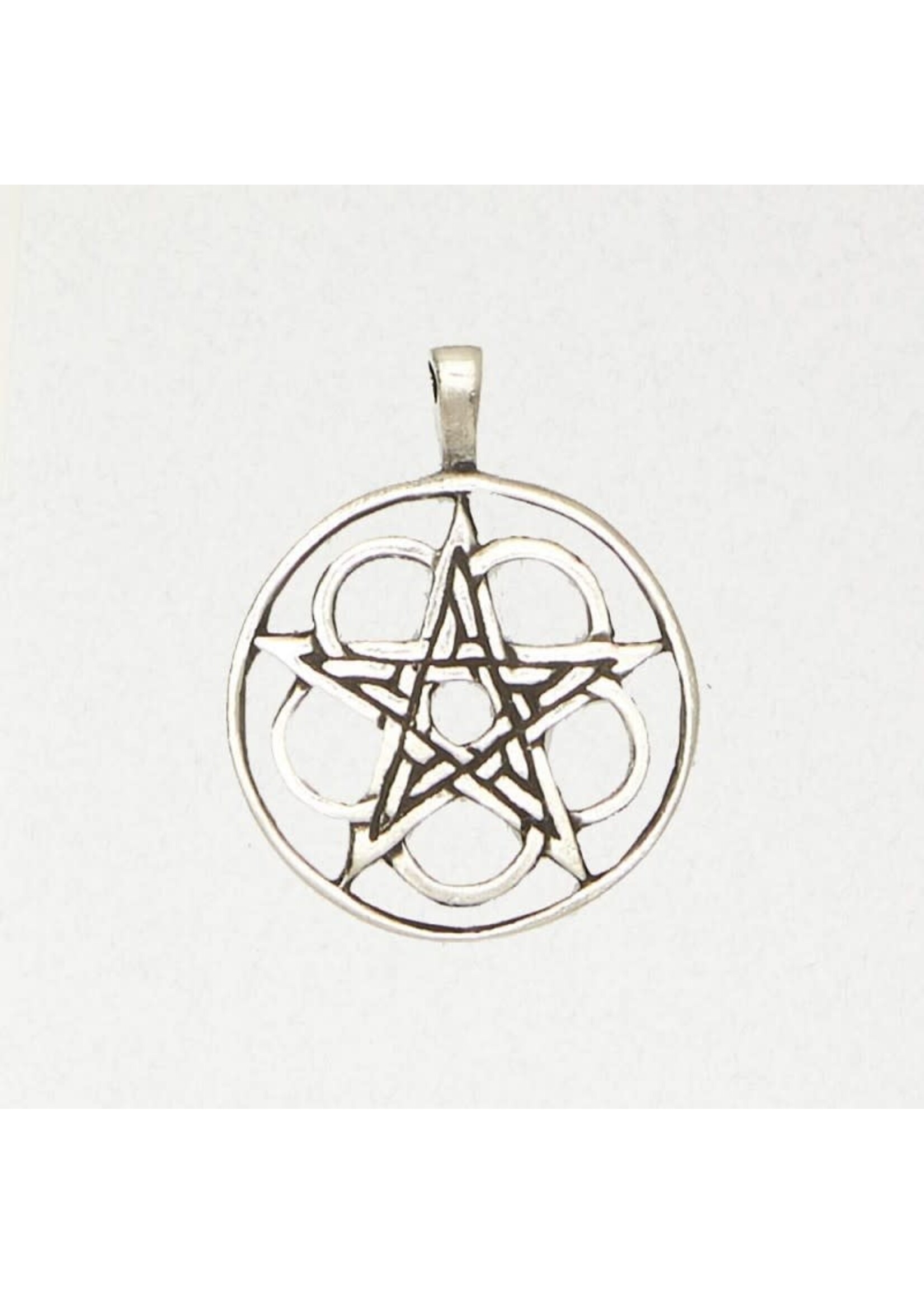 Wicca Pewter Pendant - Pentacle Rose
