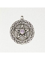 Wicca Pewter Pendant - Pentacle Knotwork Stone