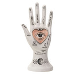 White Palmistry Hand with Heart Eye