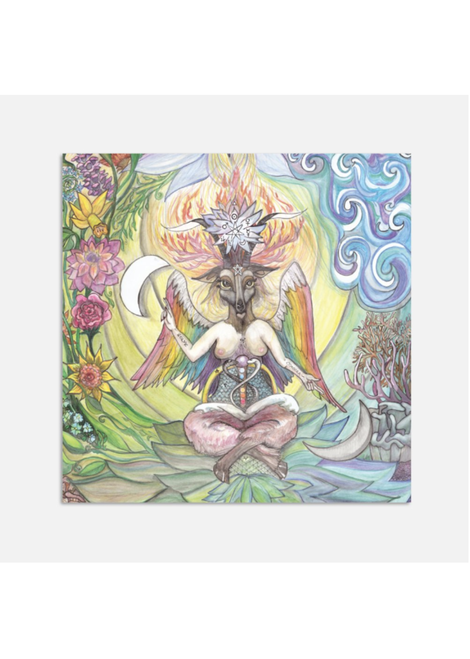 Desire's Attainment Baphomet by Heron Michelle, Window Cling 5"x5"