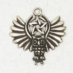 Wicca Pewter Pendant - Owl Pentacle