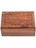 Flower of Life Hand Carved Wooden Box - 4" x 6"