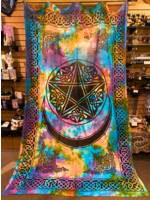 Pentacle w/Moon Tapestry (Tie Dye) - 72" x 108"