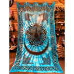 Turpuoise Pentacle w/Moon Tapestry (Tie Dye) - 72" x 108"