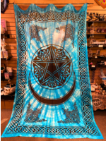 Turpuoise Pentacle w/Moon Tapestry (Tie Dye) - 72" x 108"