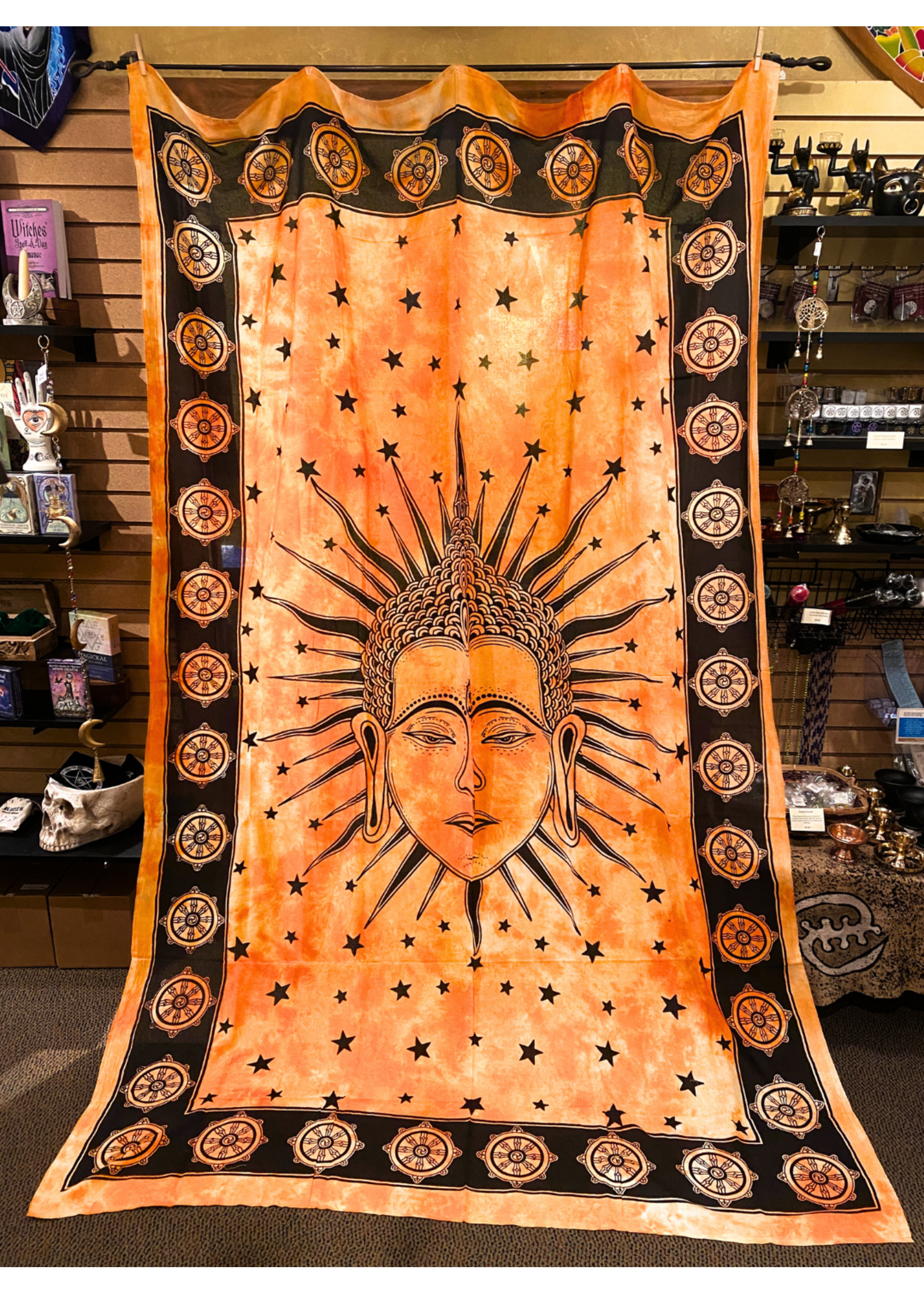Meditating Buddha Tapestry (Orange) - 72" x 108"