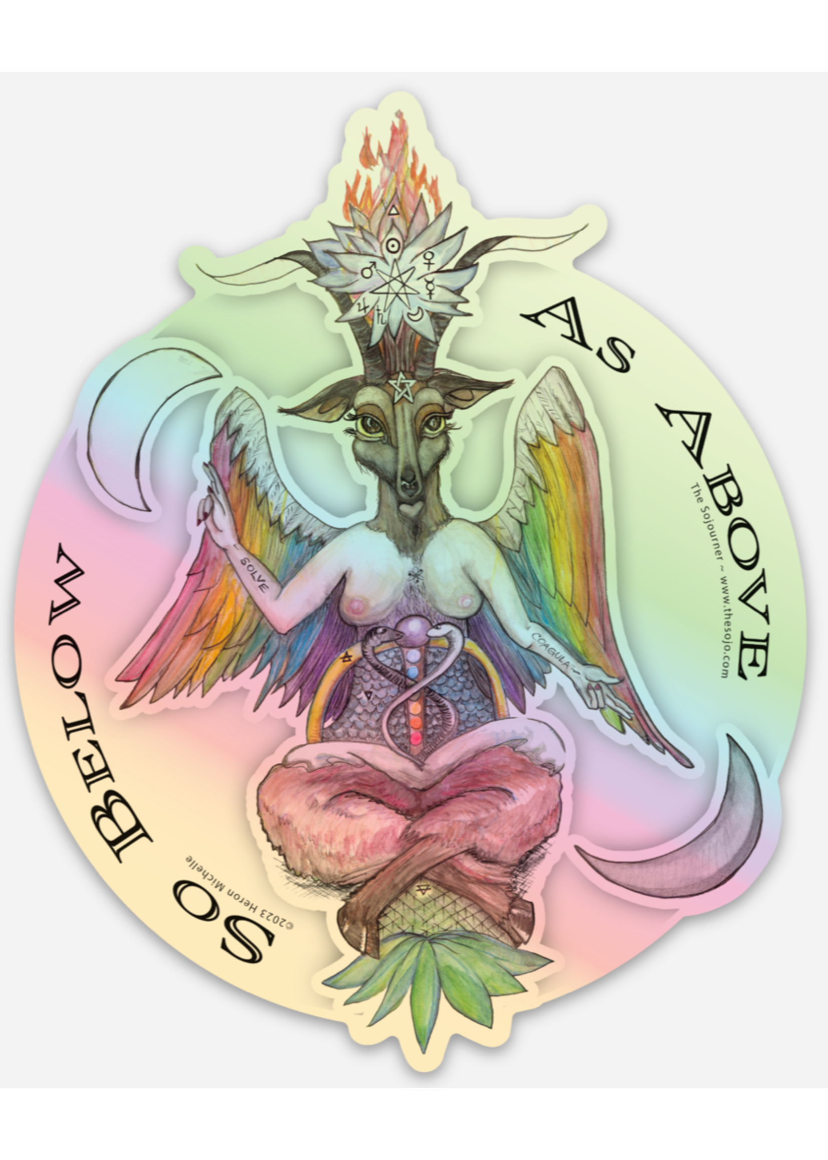 As Above So Below - Desire's Attainment Baphomet Sticker, 4" Holographic