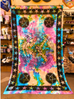 Triquetra Pentacle Tapestry (Tie Dye) - 72" x 108"