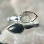 Sterling Silver Black Onyx w/Herkimer Diamond Ring (8)