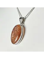 Sterling Silver Sunstone Pendant, Oval