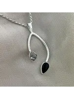 Sterling Silver Herkimer and Black Onyx Pendant