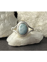 Sterling Silver Larimar V-Band Ring w/Knot (9)