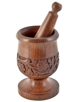 Floral Hand Carved Mortar and Pestle