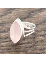 Sterling Silver Rose Quartz Ring, Elongated (7)