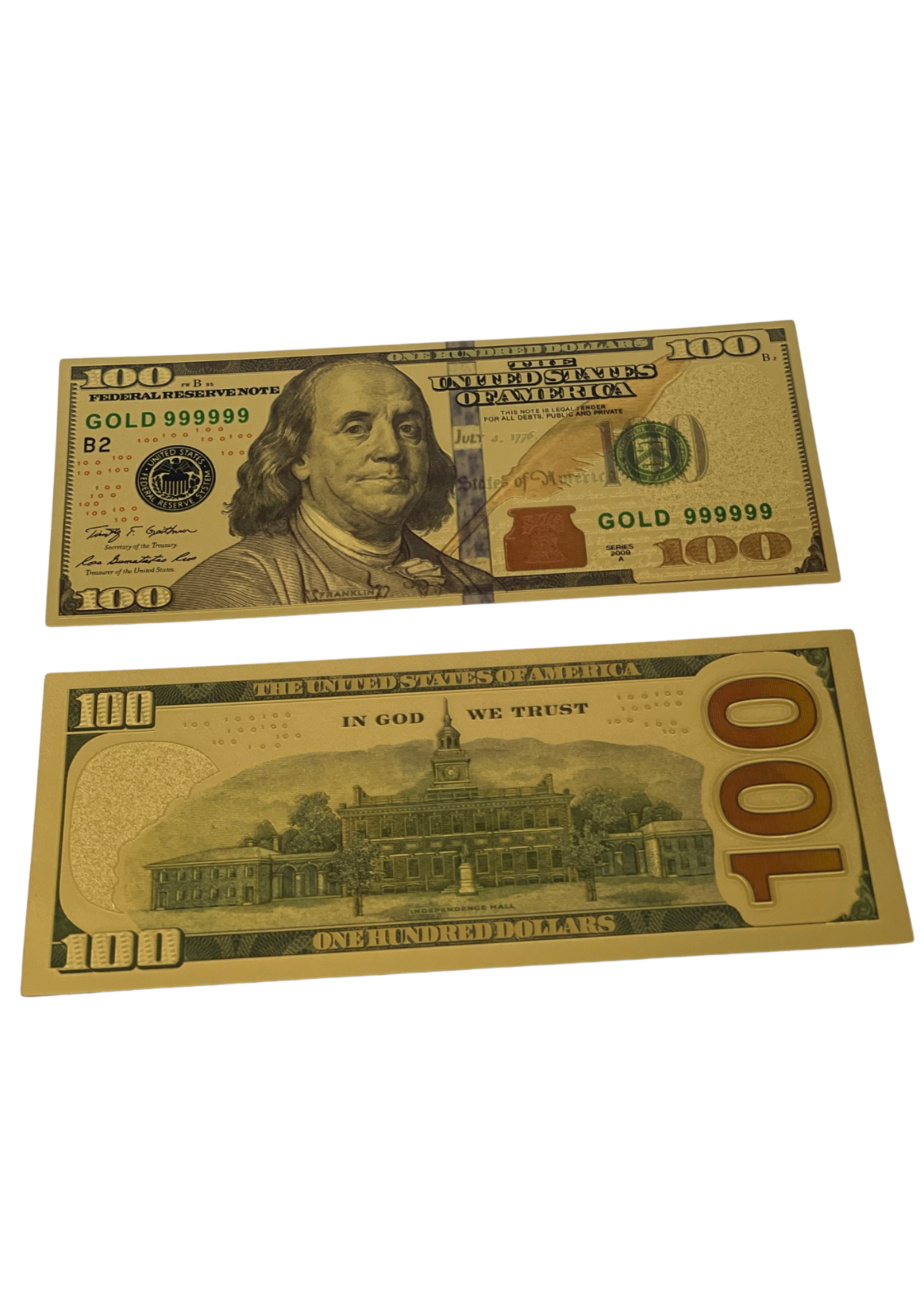 Golden $100 Bill for Money Magick