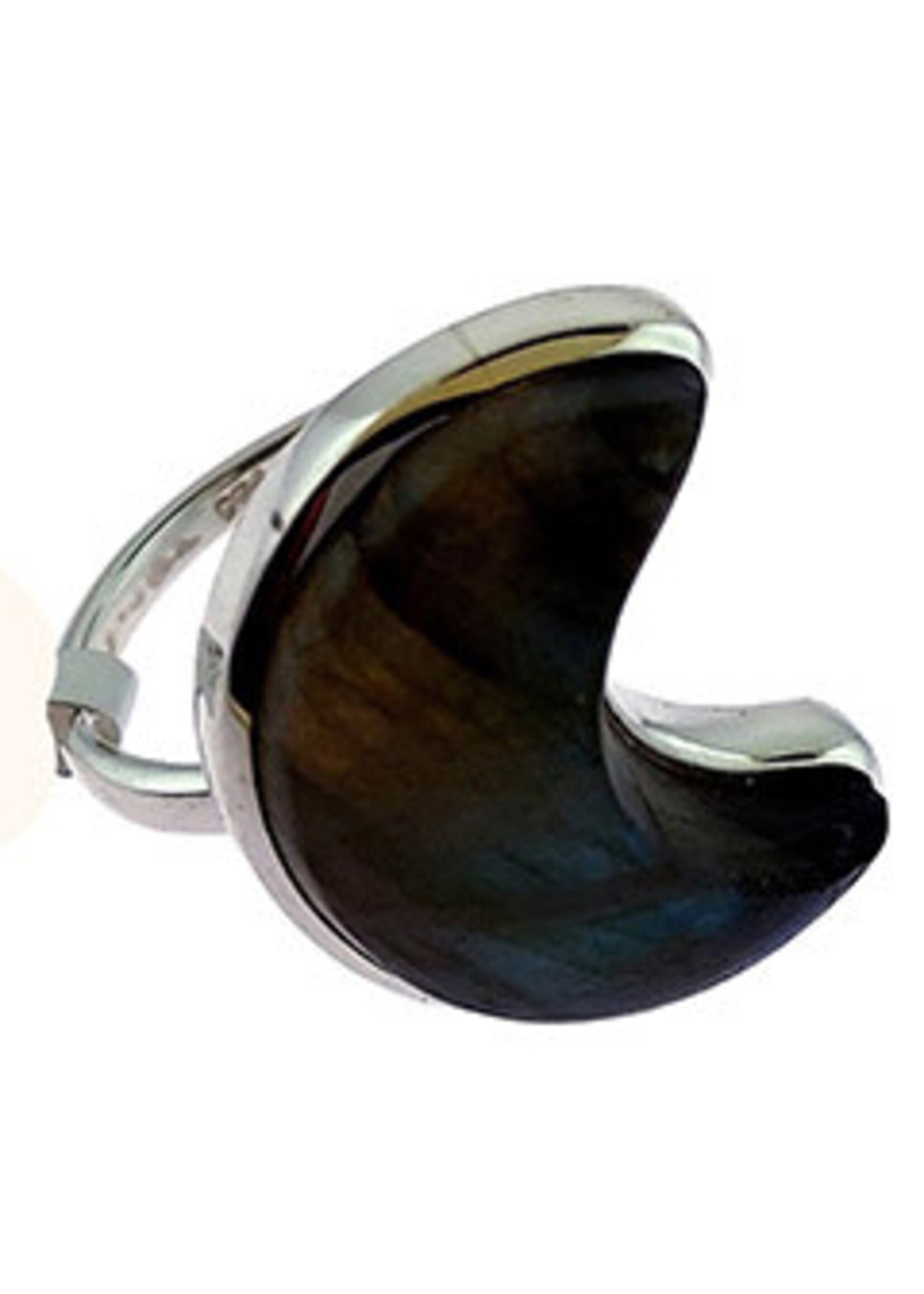 Sterling Silver Gemstone Moon Ring: Labradorite - Size 8