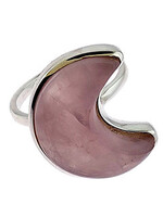 Sterling Silver Gemstone Moon Ring: Rose Quartz - Size 8