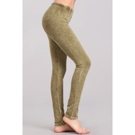 MINERAL WASH LEGGINGS OLIVE- small only