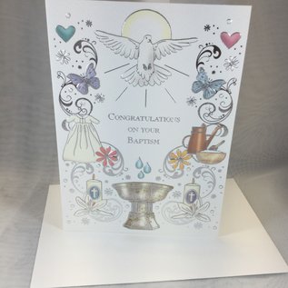 New Baby Baptism Card Dove (blank)