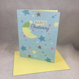 New Baby Christening Card Moon Stars