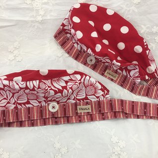 KAMALA DESIGNS NURSE SCRUB CAP - RED POLKA DOTS