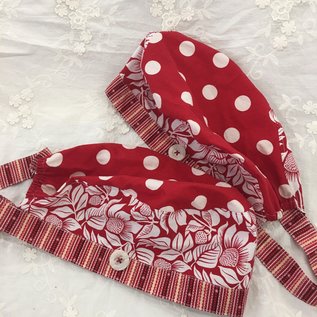 KAMALA DESIGNS NURSE SCRUB CAP - RED POLKA DOTS