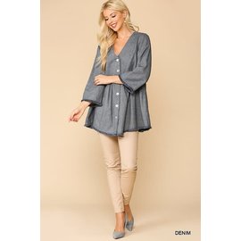 sale- BUTTON TUNIC WITH SOFT EDGES small only