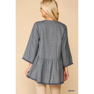 sale- BUTTON TUNIC WITH SOFT EDGES small only